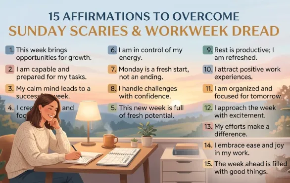 15 Affirmations to Overcome Sunday Scaries and Workweek Dread